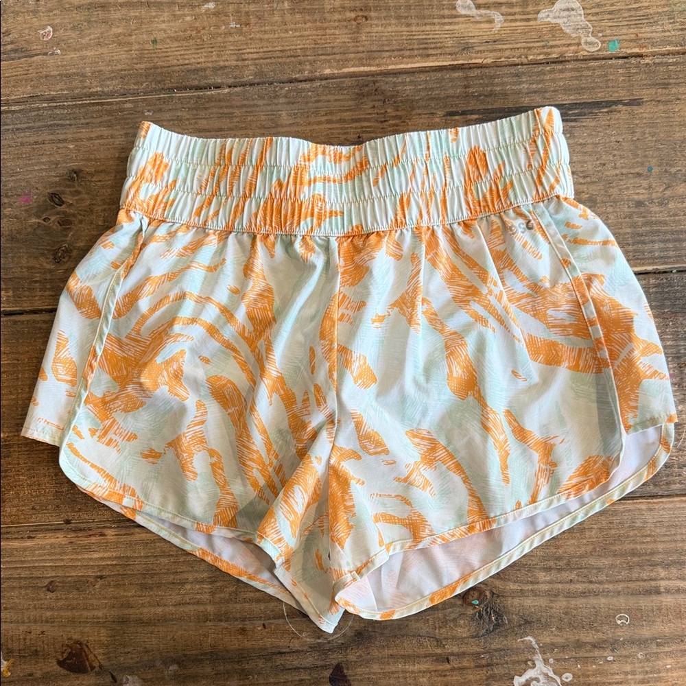 DSG Light Green & Orange Printed Athletic Shorts